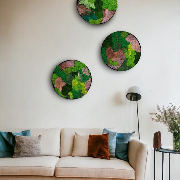 Evergreen Oasis Cedar Wood and Preserved Moss Wall Art - Handcrafted 12x12x1 Inc - Picture 3 of 10